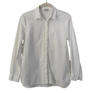 Peserico Silver Beaded Detail White Cotton Button Up Shirt Women's Small Italy